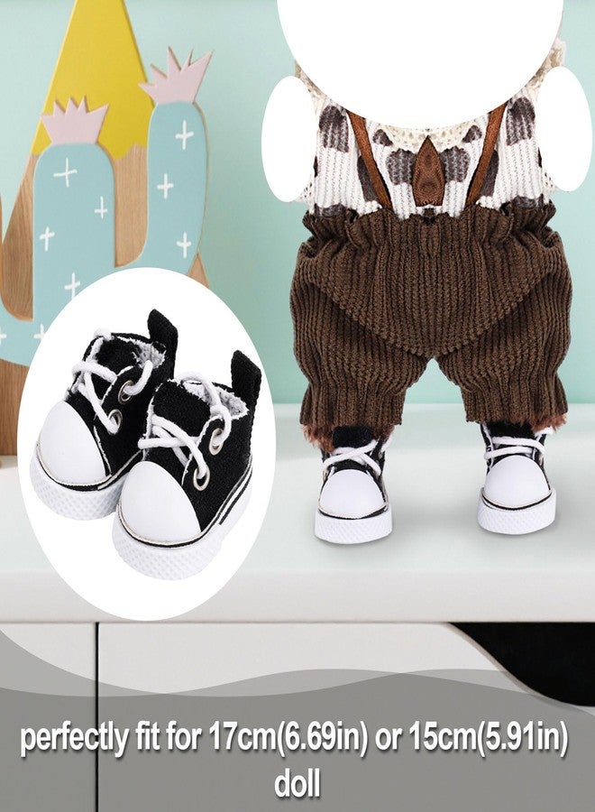 Fukaisu 1 Pair Doll Canvas Shoes, Stylish & Versatile Mini Sneakers Lace-Up Shoes for 17cm/15cm Toy Outfit Accessories Party Decoration No Doll Included(Black) - Image 2